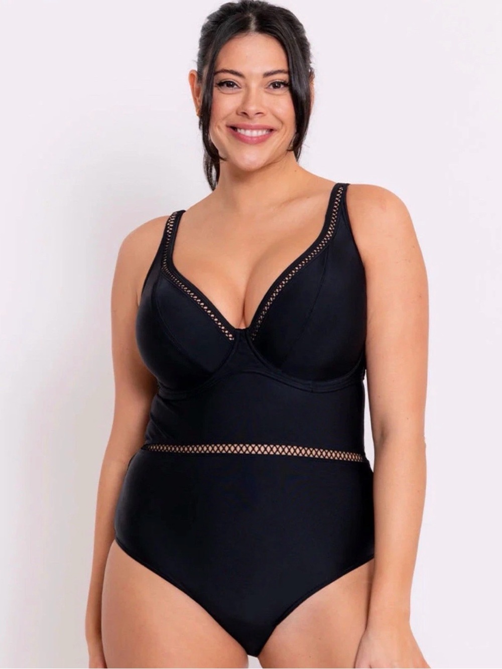 NWT Curvy Kate UK 38 HH/ US 38L / EU 85L One Piece First Class Plunge Swimsuit